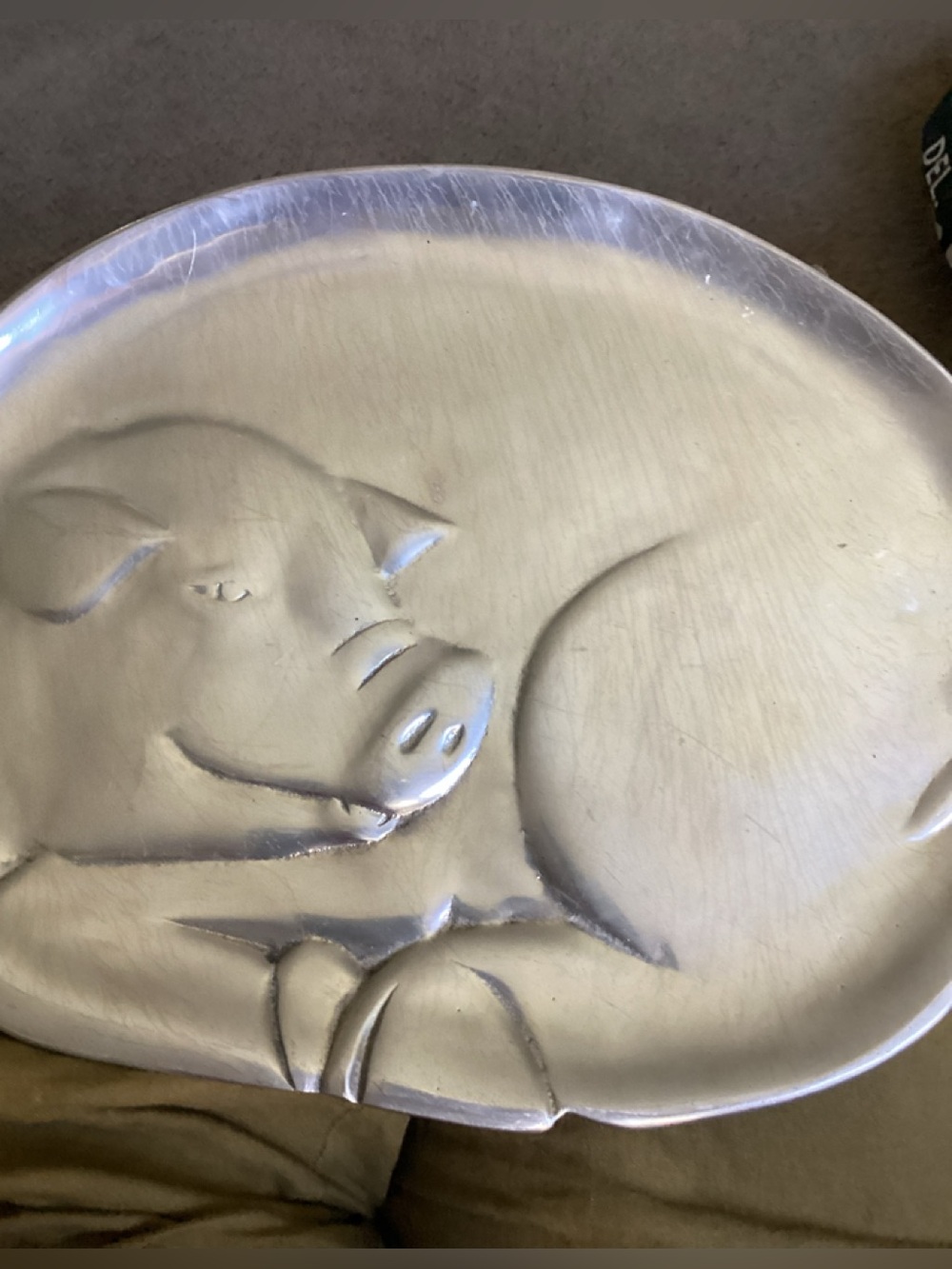Serving Platter Pig Embossed design VTG 1990s